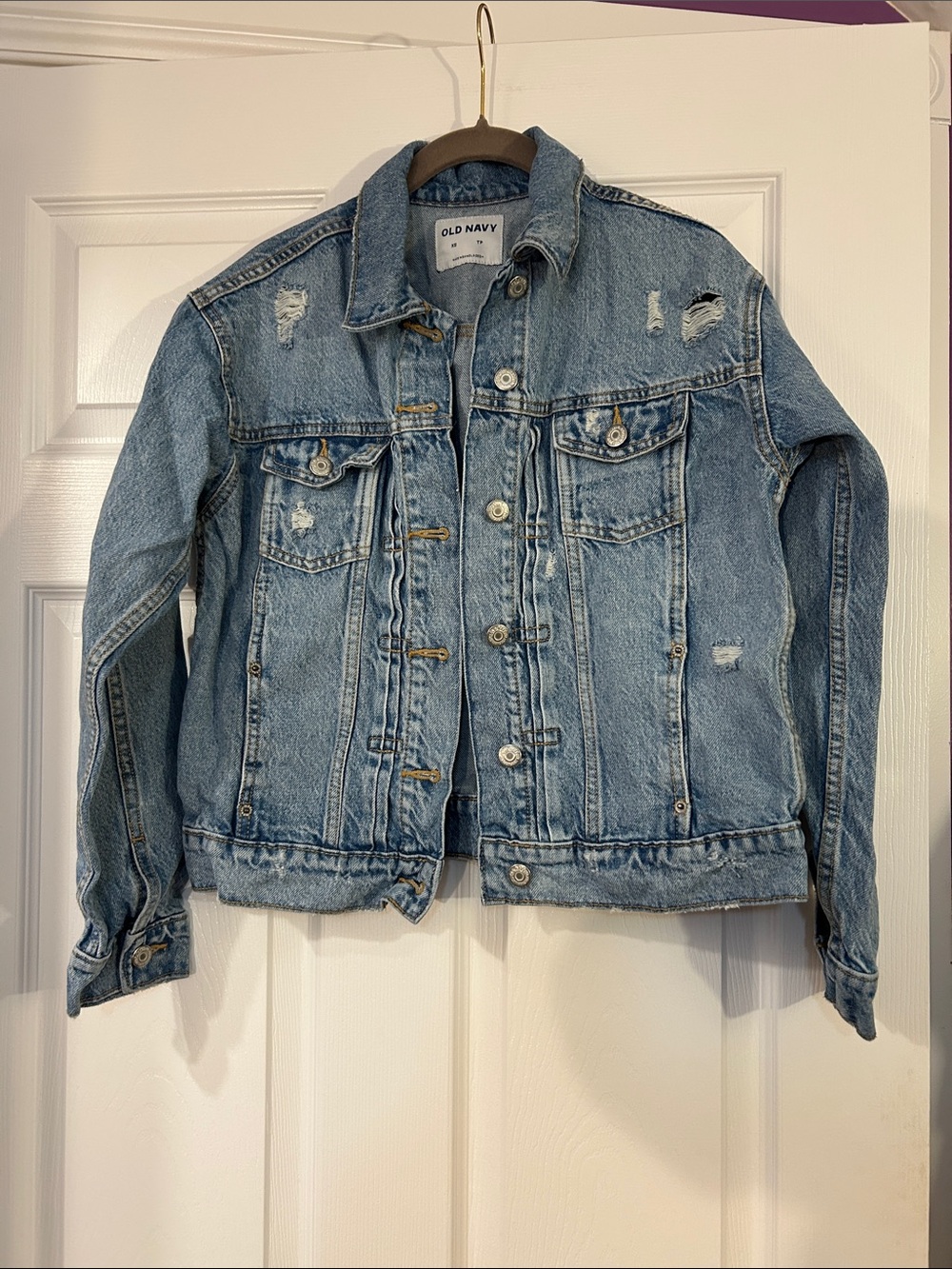 old navy XS 100% cotton denim jacket PTP 18